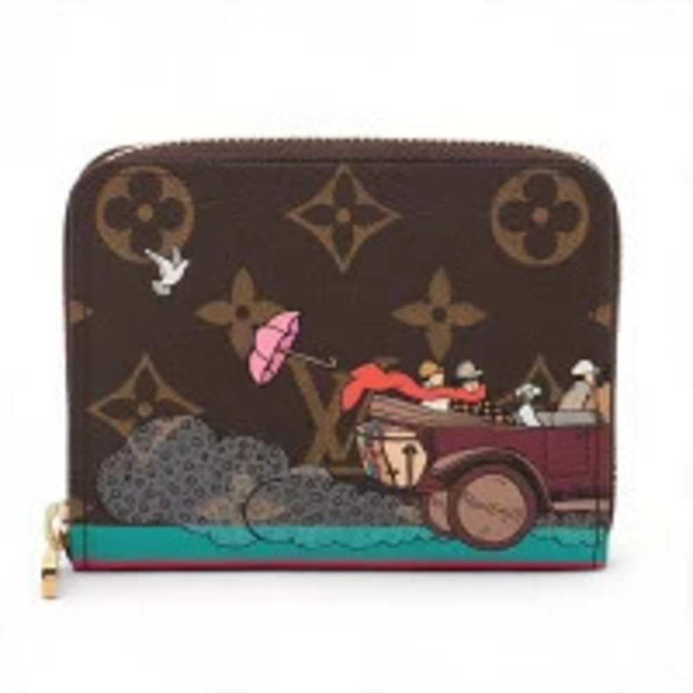 Louis Vuitton Monogram Zippy Coin Illustr Travel Compact Case Brown